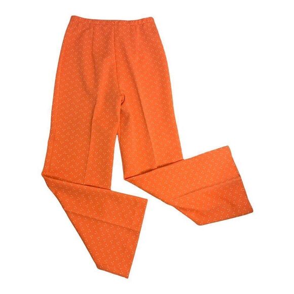 Vintage 70s Catalina Double Knit Leisure Pant Suit M Orange Bellbottoms Polyeste - Picture 8 of 10